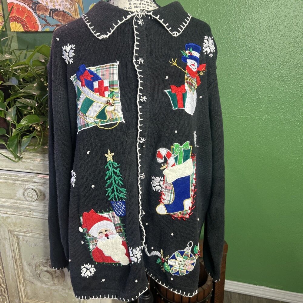 Vintage 3XL Diffusion Holiday Cardigan Ugly Christmas Sweater Womens